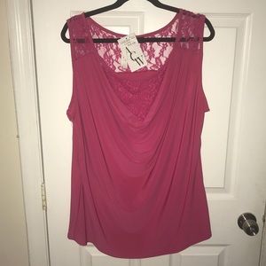 NWT Pink Lace Drape Front Top 3X 🚫Price Firm🚫